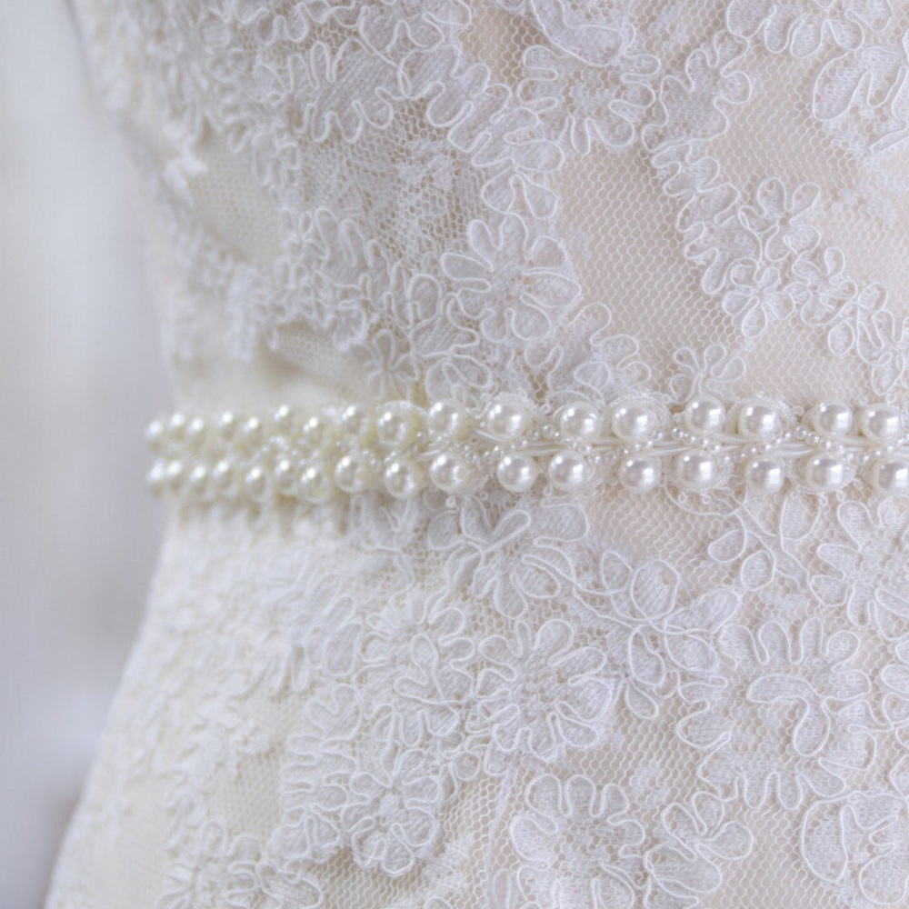 Brand New Ivory Pearl Wedding Sash, Belt